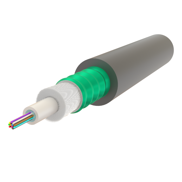 Çelik Zırhlı Merkezi Loose Tube Fiber Optik Kablo | Jel Dolgulu | U-D1Q(ZN-GY)(SR)H | 24F’ye kadar | Universal