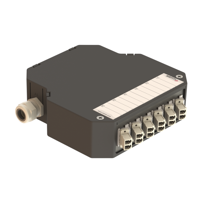DIN Rail Termination Box | 6 LC Duplex Angled | DP2