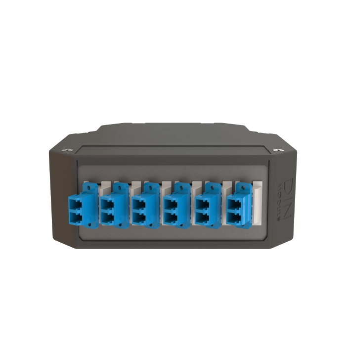 DIN Rail Termination Box | 6 LC Duplex Angled | DP2