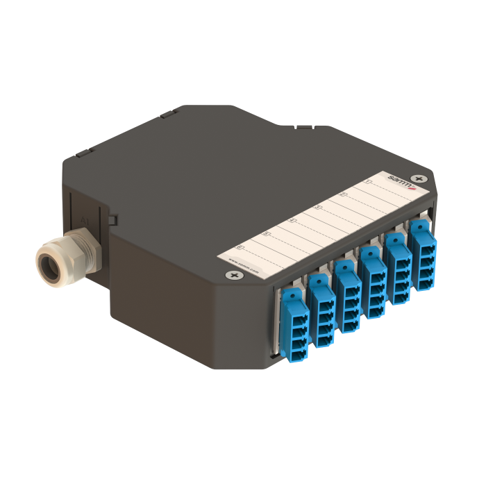 DIN Rail Termination Box | 6 LC Quad Angled | DP1 DIN Rail Termination Box | 6 LC Quad Angled | DP1