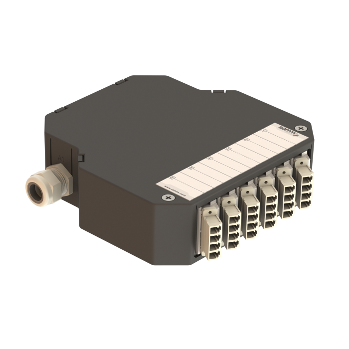 DIN Rail Termination Box | 6 LC Quad Angled | DP1 DIN Rail Termination Box | 6 LC Quad Angled | DP1
