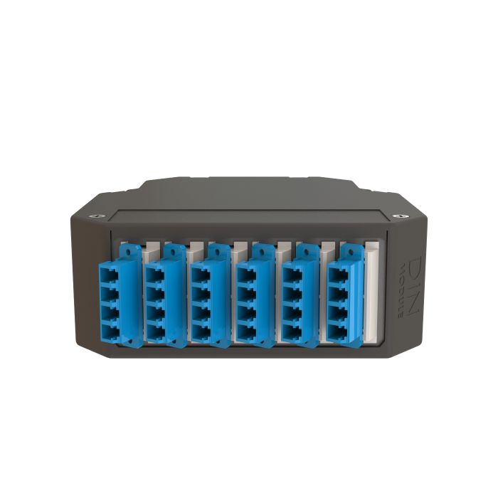 DIN Rail Termination Box | 6 LC Quad Angled | DP1 DIN Rail Termination Box | 6 LC Quad Angled | DP1