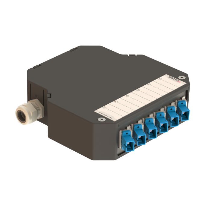 DIN Rail Termination Box | 6 SC Simplex Angled | DP2 DIN Rail Termination Box | 6 SC Simplex Angled | DP2