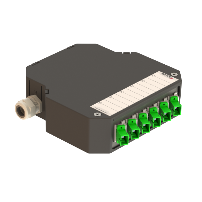 DIN Rail Termination Box | 6 SC Simplex Angled | DP2 DIN Rail Termination Box | 6 SC Simplex Angled | DP2