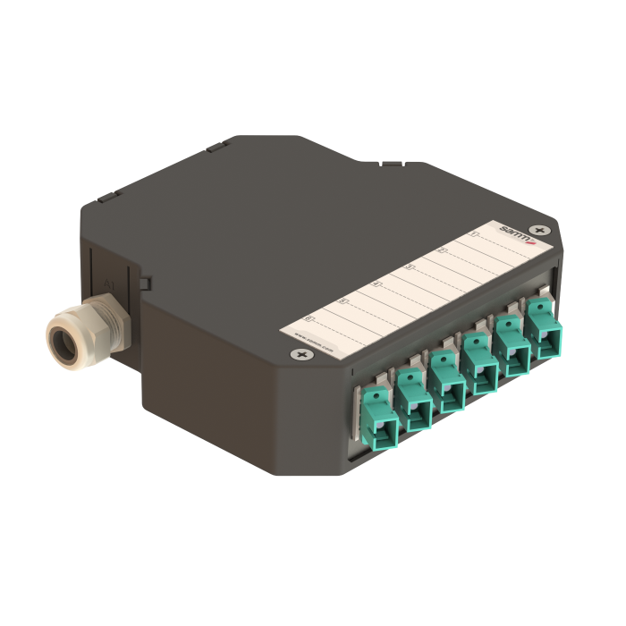 DIN Rail Termination Box | 6 SC Simplex Angled | DP2 DIN Rail Termination Box | 6 SC Simplex Angled | DP2