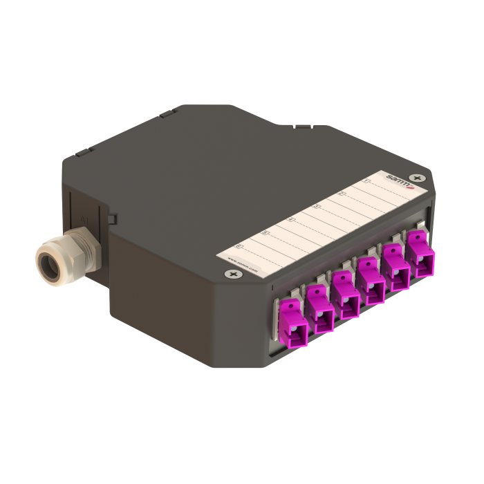 DIN Rail Termination Box | 6 SC Simplex Angled | DP2 DIN Rail Termination Box | 6 SC Simplex Angled | DP2