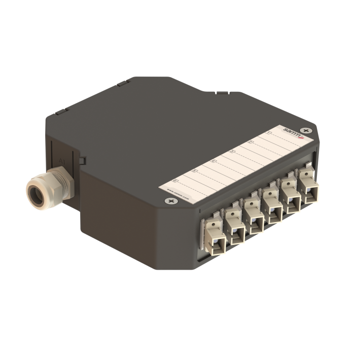 DIN Rail Termination Box | 6 SC Simplex Angled | DP2 DIN Rail Termination Box | 6 SC Simplex Angled | DP2