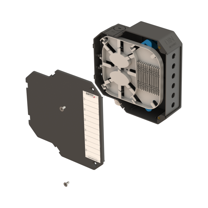 DIN Rail Termination Box | Straight | DP9 Empty (FC/ST SX D-Shape)