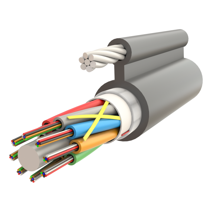Fig-8 Askı Telli Gel-Filled Dry Core Non-Armoured Çok Tüplü Single Jacket Cable 96F - AT-D1Q(ZN-GY)2YT - 11.2x18.7mm Fig-8 Askı Telli Gel-Filled Dry Core Non-Armoured Çok Tüplü Single Jacket Cable 96F - AT-D1Q(ZN-GY)2YT - 11.2x18.7mm