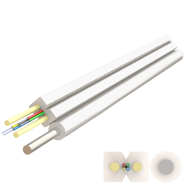Flat Messenger FRP Drop Cable 2.0x5.2mm | U-N(ZN)H-SH | Up to 4F | 1000 meters