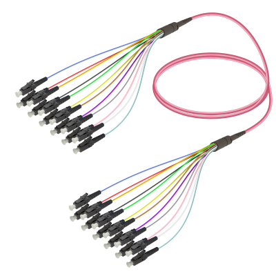 LC/UPC-LC/UPC | 12 Fiber Fanout | Multi Mode G651.OM4 | 3.0/0.9mm