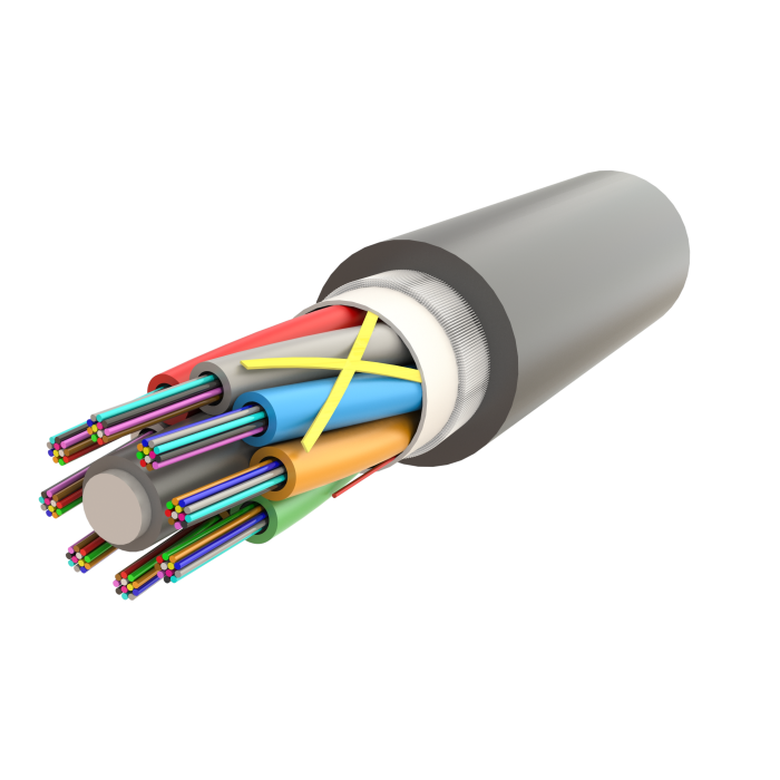 Metal İçermeyen Zırhlı Çoklu Loose Tube Fiber Optik Kablo | Jel Dolgulu | UT-D1Q(ZN-GY)BH | 96F’ye kadar | Universal
