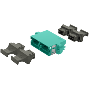 US Conec - MTP Duplex Adapter | w/ Flange | Opposed Keys | 4 Dust Plugs US Conec - MTP Duplex Adapter | w/ Flange | Opposed Keys | 4 Dust Plugs