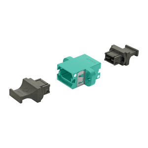 US Conec - MTP Simplex Adapter | w/ Flange | Opposed Keys | 2 Dust Plugs US Conec - MTP Simplex Adapter | w/ Flange | Opposed Keys | 2 Dust Plugs