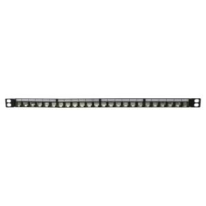 Empty Modular Straight HD Patch Panel | 0.5U CAT-6A | 24 Ports - Thumbnail