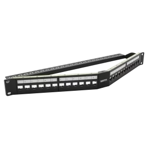 Empty Modular Angled Patch Panel | 1U CAT-6A | 24 Ports - Thumbnail