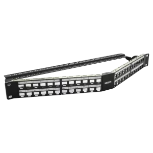 Empty Modular Angled HD Patch Panel | 1U CAT-6A | 48 Ports - Thumbnail