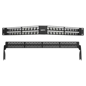Empty Modular Angled HD Patch Panel | 1U CAT-6A | 48 Ports - Thumbnail