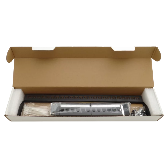Boş Modüler Açılı Patch Panel | 1U CAT-6A | 24 Port