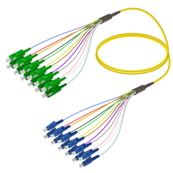 SC/APC-LC/UPC | 12 Fiber Fanout | Single Mode G657.A2 | 3.0/0.9mm