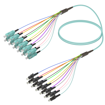 SC/UPC-LC/UPC | 12 Fiber Fanout | Multi Mode G651.OM3 | 3.0/0.9mm