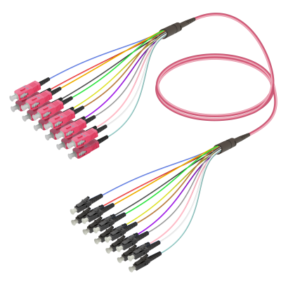 SC/UPC-LC/UPC | 12 Fiber Fanout | Multi Mode G651.OM4 | 3.0/0.9mm