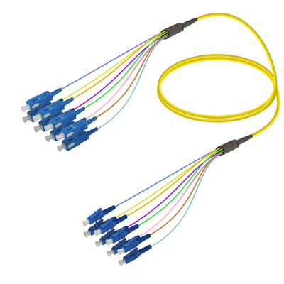 SC/UPC-LC/UPC | 8 Fiber Fanout | Single Mode G657.A2 | 3.0/0.9mm SC/UPC-LC/UPC | 8 Fiber Fanout | Single Mode G657.A2 | 3.0/0.9mm
