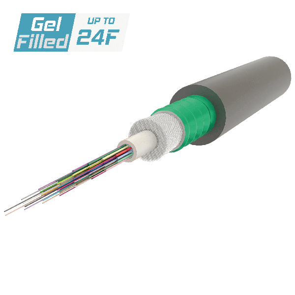 Steel-Armoured Central Loose Tube Fiber Optic Cable | Gel-Filled | A-D1Q(ZN)(SR)2Y | Up to 24F | 2000 meters