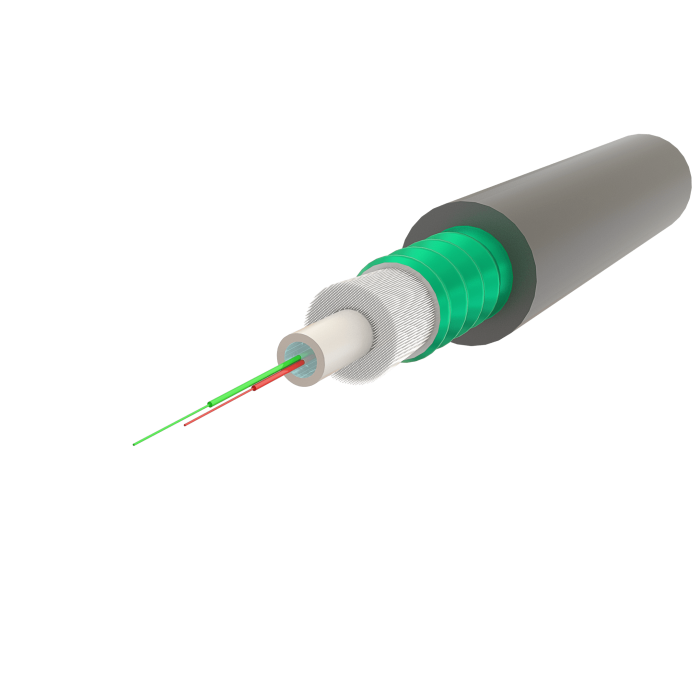 Steel-Armoured Central Loose Tube Fiber Optic Cable | Gel-Filled | U-DQ(ZN-GY)(SR)H | Up to 24F | 2000 meters