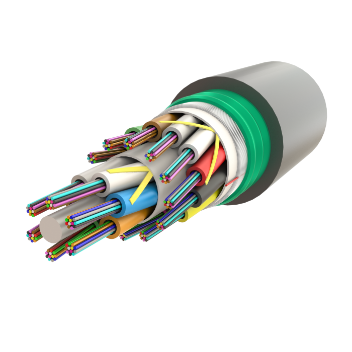 Steel Armoured Multi Loose Tube Fiber Optic Cable | Gel-Filled Dry Core | AT-D1Q(ZN-GY)(SR)2Y | 216F