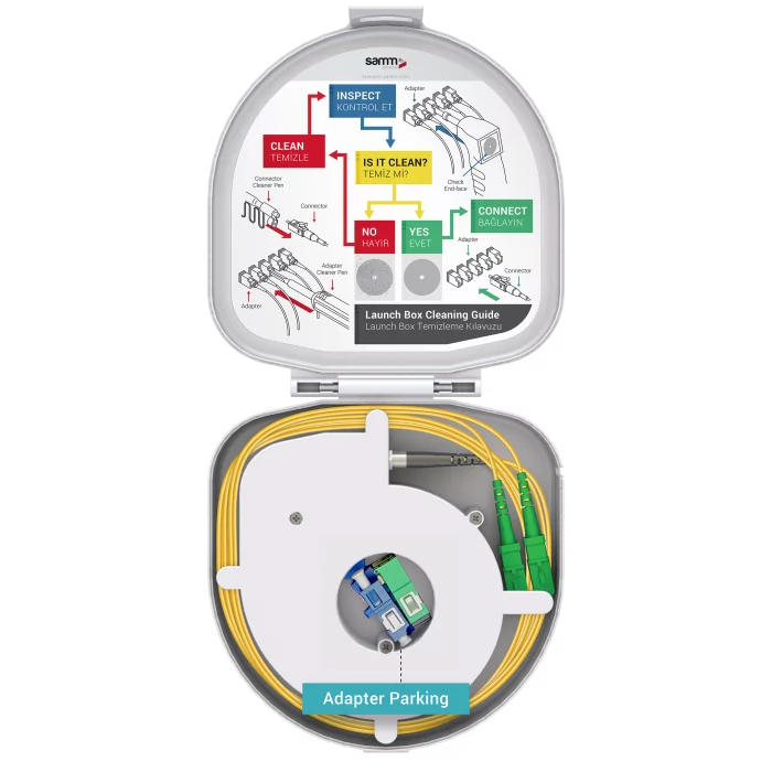 Through Type Fiber Optic OTDR Launch Box | Single Mode G652.D | SC APC/SC APC | 1000 meters Through Type Fiber Optic OTDR Launch Box | Single Mode G652.D | SC APC/SC APC | 1000 meters