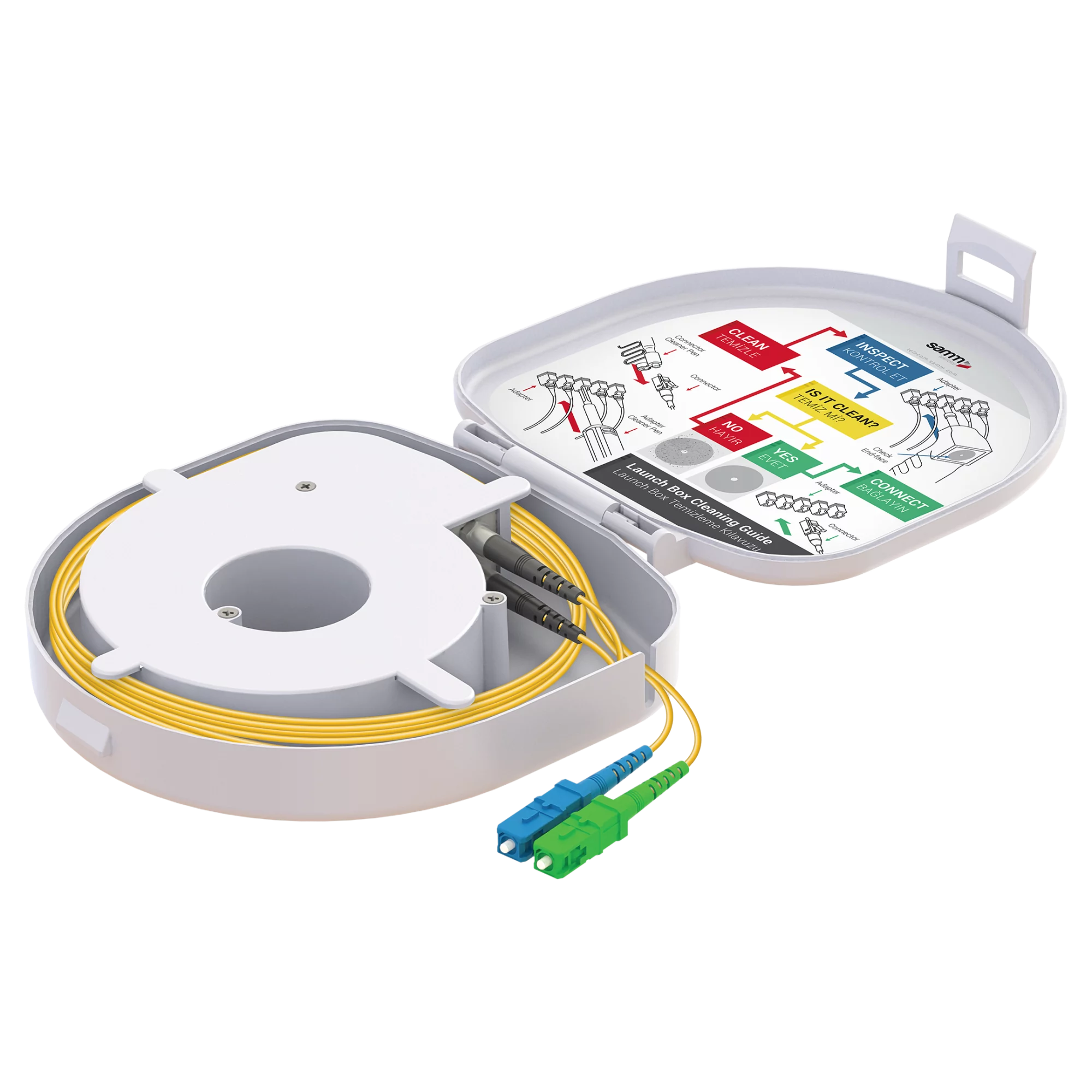 Through Type Fiber Optic OTDR Launch Box | Single Mode G657.A2 | SC UPC/SC APC | 500 meters